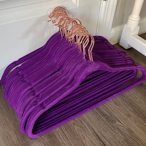 27 Purple Velvet & Rose Gold Hangers